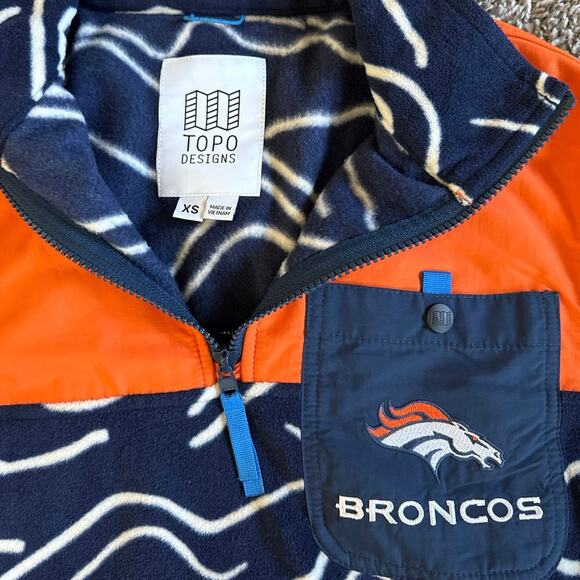 Topo Designs x Denver Broncos Vista 1/4 Zip Snap Fleece Pullover Jacket Size XS - Picture 3 of 6